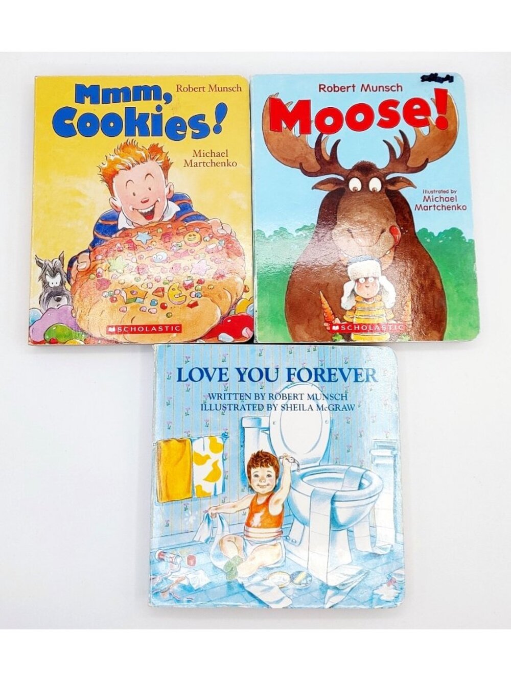 Robert Munsch Lot of 3 Board Books Love You Forever & Mmm, Cookies & Moose